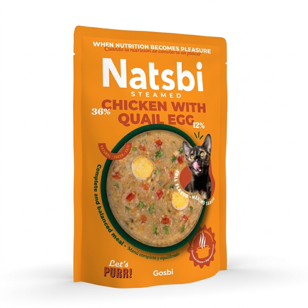Natsbi Steamed Cat Chicken with Quail Egg 80g - Imagen 1